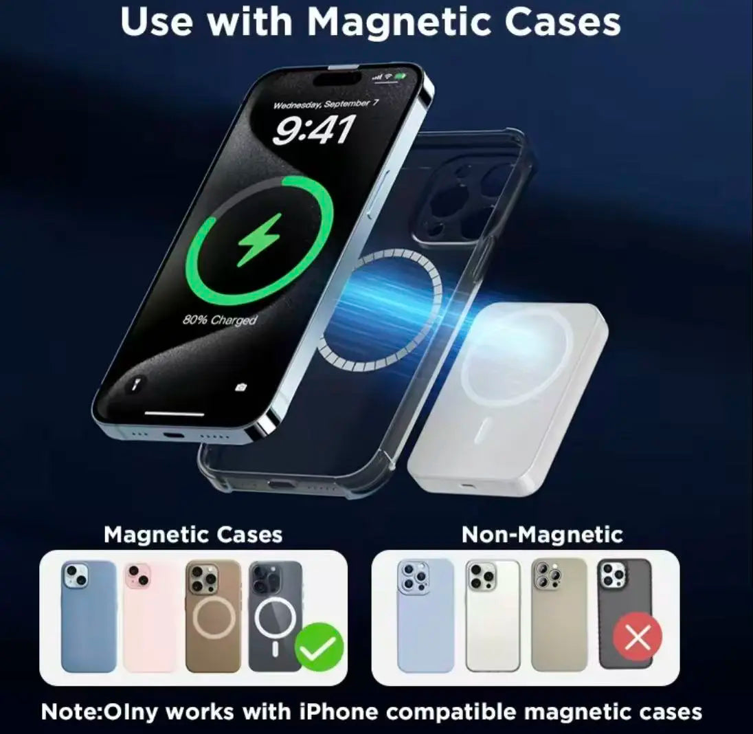 10000Mah Magnetic Wireless Portable Charger, Slim Magnetic Power Bank with 20W PD Fast Charging, External Battery Pack Compatible with Iphone 17/16/15/14/13/12, Compact Magnetic Charger for Daily Use